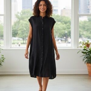 Zara Linen blend midi button front classic style Sz XS fits oversized